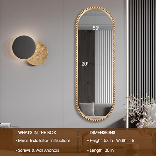 Oval Full Length Mirror, Living Room, Antique Gold - Image 4