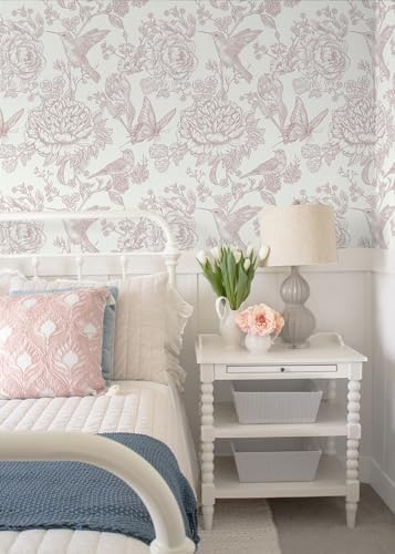 Safiyya Pink Peel and Stick Wallpaper Floral Birds Butterfly Contact Paper - Image 7