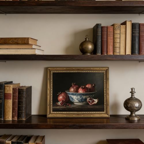 Gold Framed Wall Art Vintage Pomegranate Still Life Wall Art Fall Red Fruit - Image 6