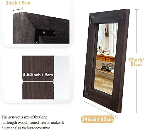 YOSHOOT Rustic Wooden Framed Wall Mirror, Natural Wood Bathroom Vanity Mirror - Image 3