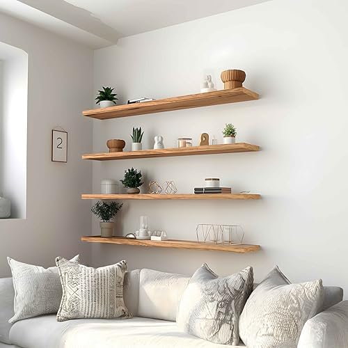 48 Inch Light Wood Floating Shelves - Image 3