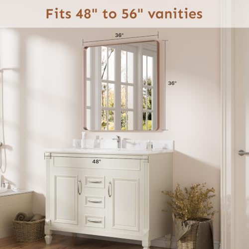 Kosmonia 36x36 Inch Bathroom Vanity Mirror Brushed Rose Gold - Image 2