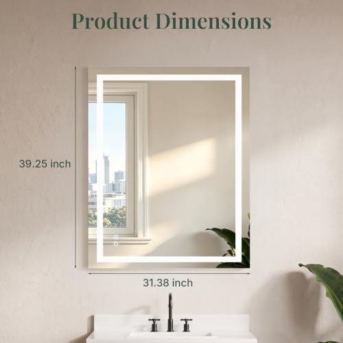 LED Bathroom Mirror with Lights, 40x32 Inch Wall Vanity Mirror - Image 2