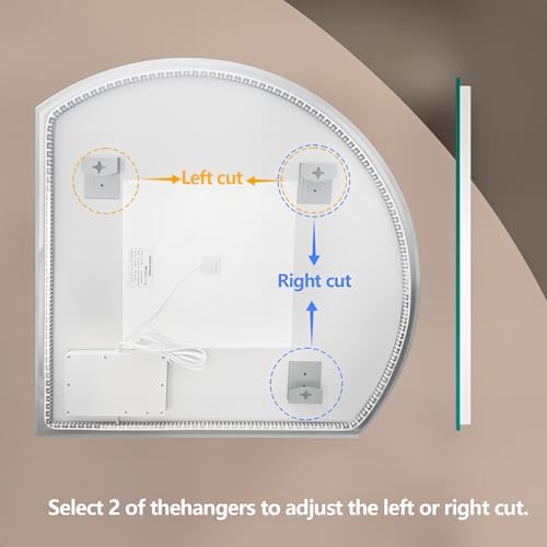 Niccy Half Moon LED Bathroom Mirrors, Irregular Backlit Vanity Mirror - Image 3