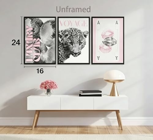 YZLYAD Y2K Pink Posters Wall Art, Trendy Leopard Wall Decor24x16in - Image 2
