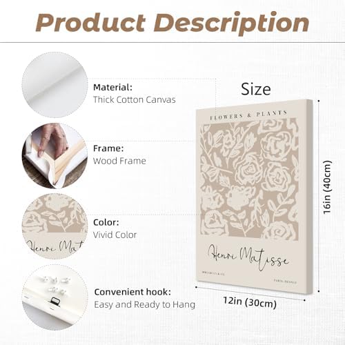 Matisse Aesthetic Wall Art Prints Boho Neutral Wall Decor Beige Abstract - Image 2