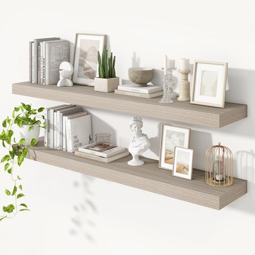 Heimlove Floating Shelves 55.1" W x 10.3" D Grey Set of 2 by Heimlove