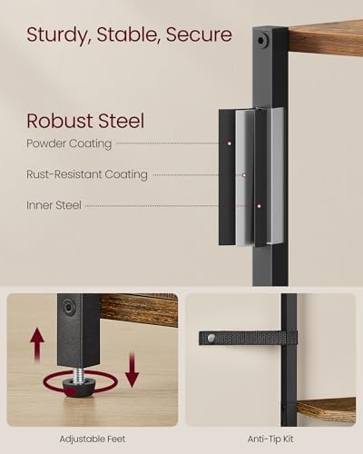 VASAGLE Corner Shelf with Cabinet, 5-Tier Freestanding Bookshelf - Image 5