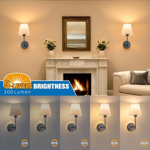 NIORSUN 14.5 inch Battery Operated Wall Sconce Set of 2, 9 Colors Wireless Wall - Image 5