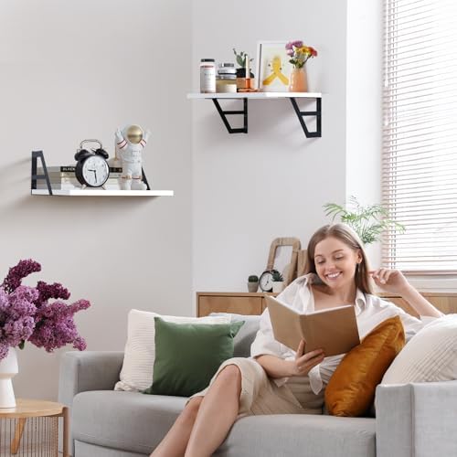 Tectocker-DOU 2 Pc Deep Floating Wall Shelves, Heavy Duty - Image 2