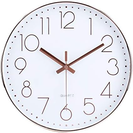 jomparis 13.5 Inch Rose Gold Wall Clock Silent Non-Ticking Quartz Sweep by JOMPARIS