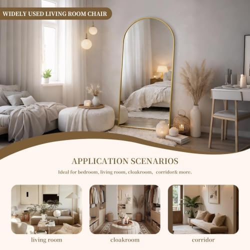 76"×35" Floor Mirror Full Length Arched Full Length Mirror Gold - Image 5