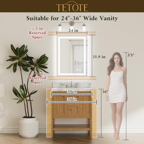 TETOTE LED Bathroom Mirror 24 x 32 Brighter Front and Backlit LED Bathroom - Image 5