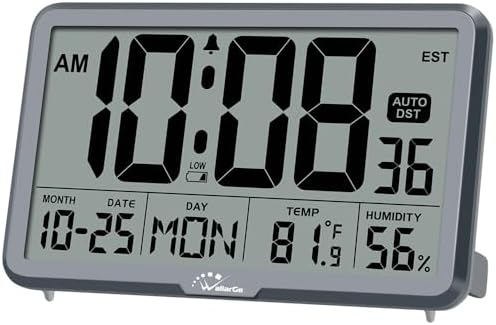 WallarGe Auto Set Digital Wall Clock Battery Operated, Auto DST by WallarGe