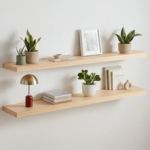 Homeforia 48 Inch Floating Shelves, High-End Solid Pine Wood by Homeforia