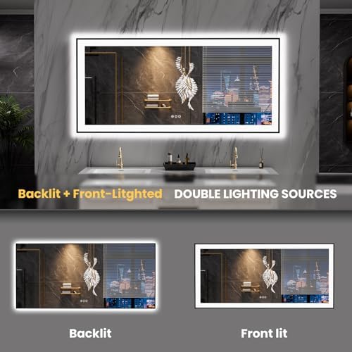 LOAAO 60"X28" LED Bathroom Mirror Black Framed - Image 5