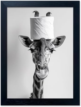 Funny Animal Bathroom Wall Art Giraffe by Melpa+Art