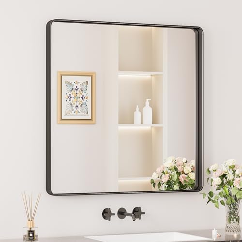 Keonjinn 30 x 30 Inch Black Bathroom Mirrors by Keonjinn