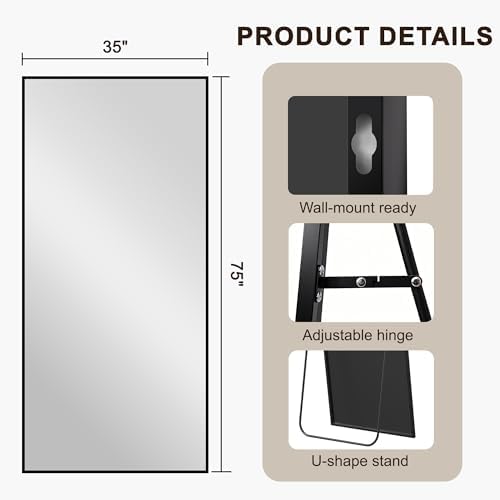 FICTOR Full Length Mirror with Stand, Floor Standing Mirror - Image 6