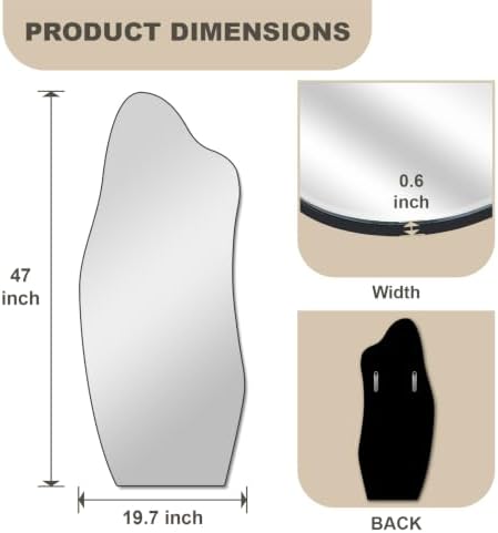 Full Length Wall Mirror, Cloud Irregular Shape, 47.2x19.7 Inch, - Image 2