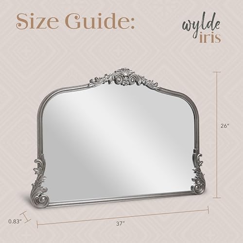 Wylde Iris English Estate Carved Arch Wood Wall Mirror, Mirror - Image 4