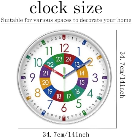 XFM Learning Clock for Kids Learning to Tell Time 14 Inch - Image 5