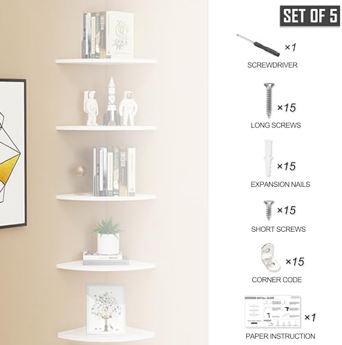 Set of 5 Pieces Corner Mounting Shelf - Image 5