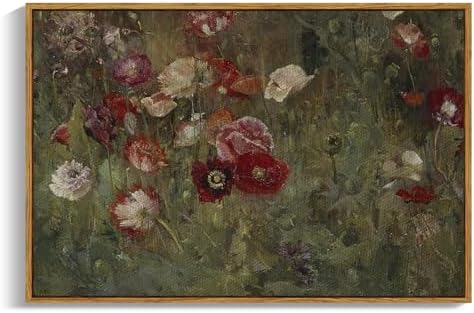 InSimSea Framed Canvas Wall Art Vintage Decor, Flowers Canvas Wall Art Modern by InSimSeaArt