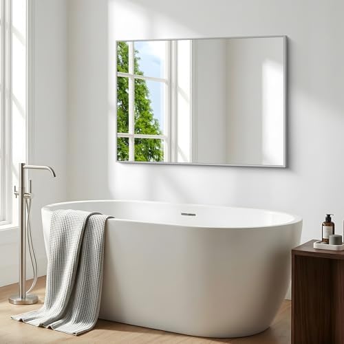 BONEWEI Silver Bathroom Mirror, 30x42 inch Wall Mirror - Image 3