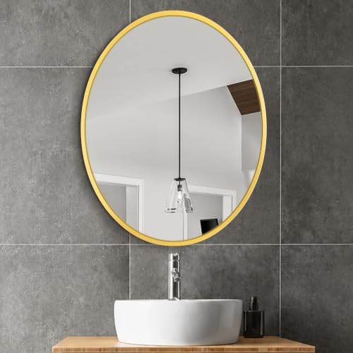 Delma 28x22 Gold Oval Bathroom Mirror - Image 7