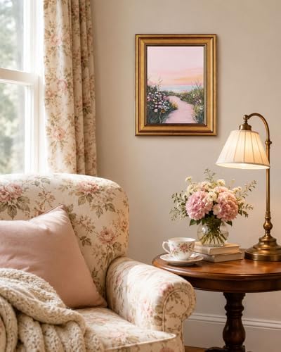 Gold Framed Wall Art, Dreamy Beachy Aesthetic Artwork - Image 5
