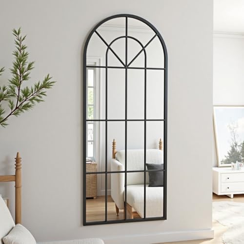Dewfig Arched Windowpane Floor Mirror - Image 3