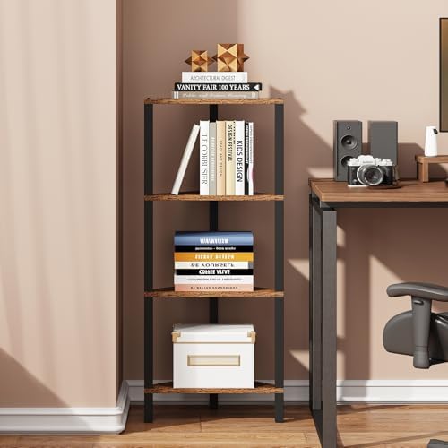TUTOTAK Corner Shelf, 4-Tier Corner Bookshelf - Image 4