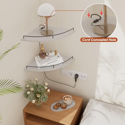 JJL Corner Shelf Wall Mounted, 12 Inches 2-Tier Floating Corner Shelf, - Image 3