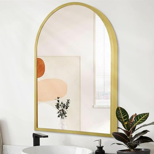 Arched Bathroom Mirror for Wall, Arch Wall Mirror Aluminum Alloy Frame Mirror by HLFMVWE
