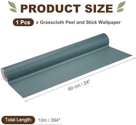 uxcell Grasscloth Linen Textured 60cmx10m/24x394 Thicker and Emerald Green - Image 2
