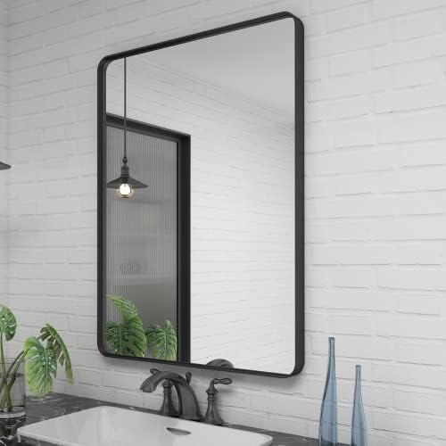 24x36 Inch Black Framed Bathroom Mirror by CHARMOR