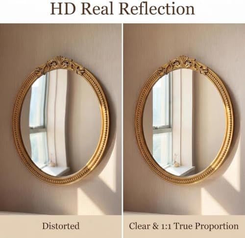 Askeld Vintage Ornate Round Wall Mirror 32 Inch French Baroque Gold Framed - Image 3
