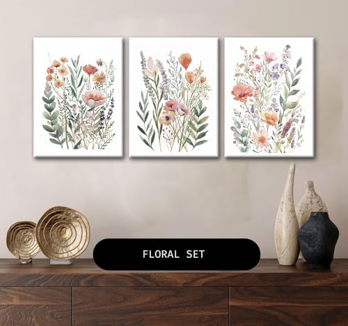 CHTEXA Watercolor Botanical Canvas Wall Art, 3 Piece Gallery Wrapped - Image 5