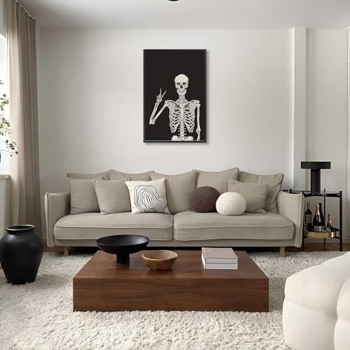 Funny Black Skeleton Canvas Wall Art Spooky Decor Halloween Poster High Hand - Image 2