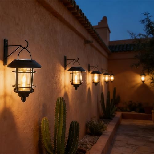 Dynaming 4 Pack Solar Lanterns Outdoor, Hanging Lantern Solar Garden Lights - Image 7