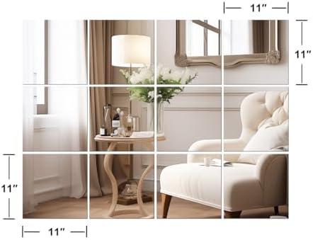 Vlush Sticky Mirror Tiles Fitness Full Length Mirror 11＂x11＂12 Pieces - Image 5