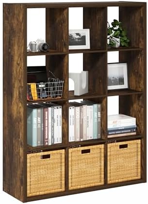 Furinno Cubicle Book Shelf, 12-Cube Bookshelf, Extra Thick Frame Reversible by Furinno-FitsYourSpaceFitsYourBudget