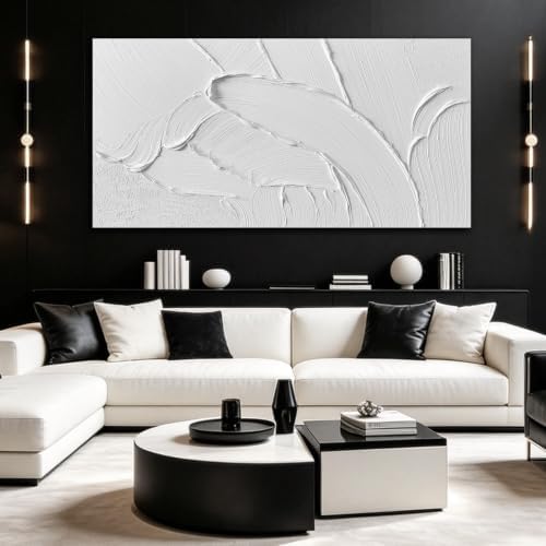 MDHKVPM Minimalist White 3D Thick Texture Abstract Canvas Wall Decor - Image 2
