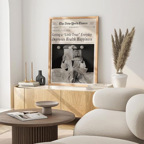 Funky Black and White Newspaper Wall Art 20x30 in Wood Grain Frame Humor Quotes - Image 6