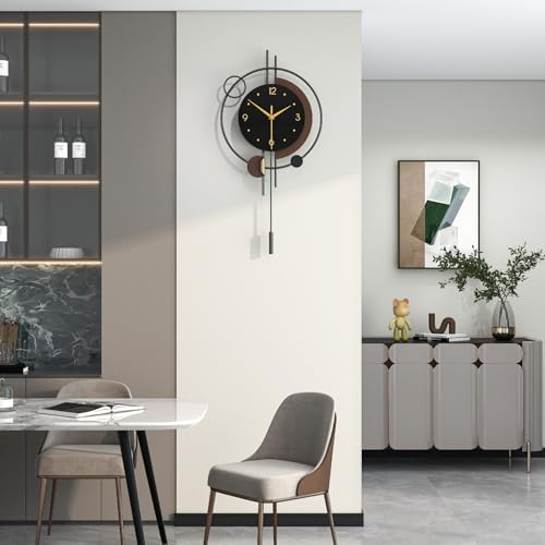 FLEBLE Modern Analog Wall Clock Decorative Clock Pendulum Battery Operated - Image 3