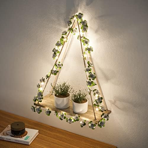 RICHER HOUSE Hanging Floating Shelves No Drill, Macrame Plant Wall Shelf - Image 4