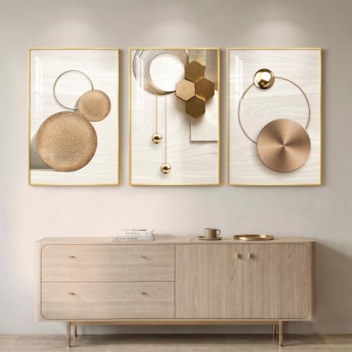Large Framed Modern Luxury Gold Wall Art - Image 3