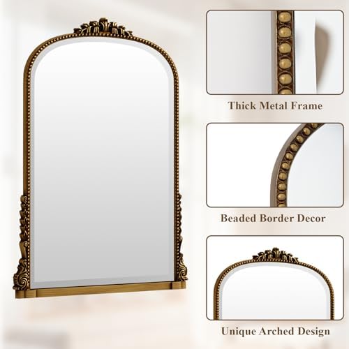 28"×40" Gold Arched Wall Mirror - Image 4