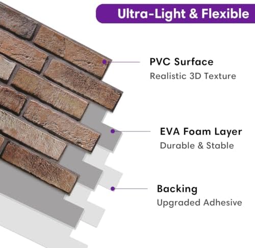 3D Peel and Stick Faux Brick Wall Panels 15.7" x 11.8" 10-Pack - Image 5